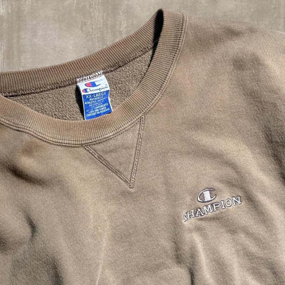 Champion Crewneck Sweatshirt XX-Large Brown Embroidered Logo Y2K